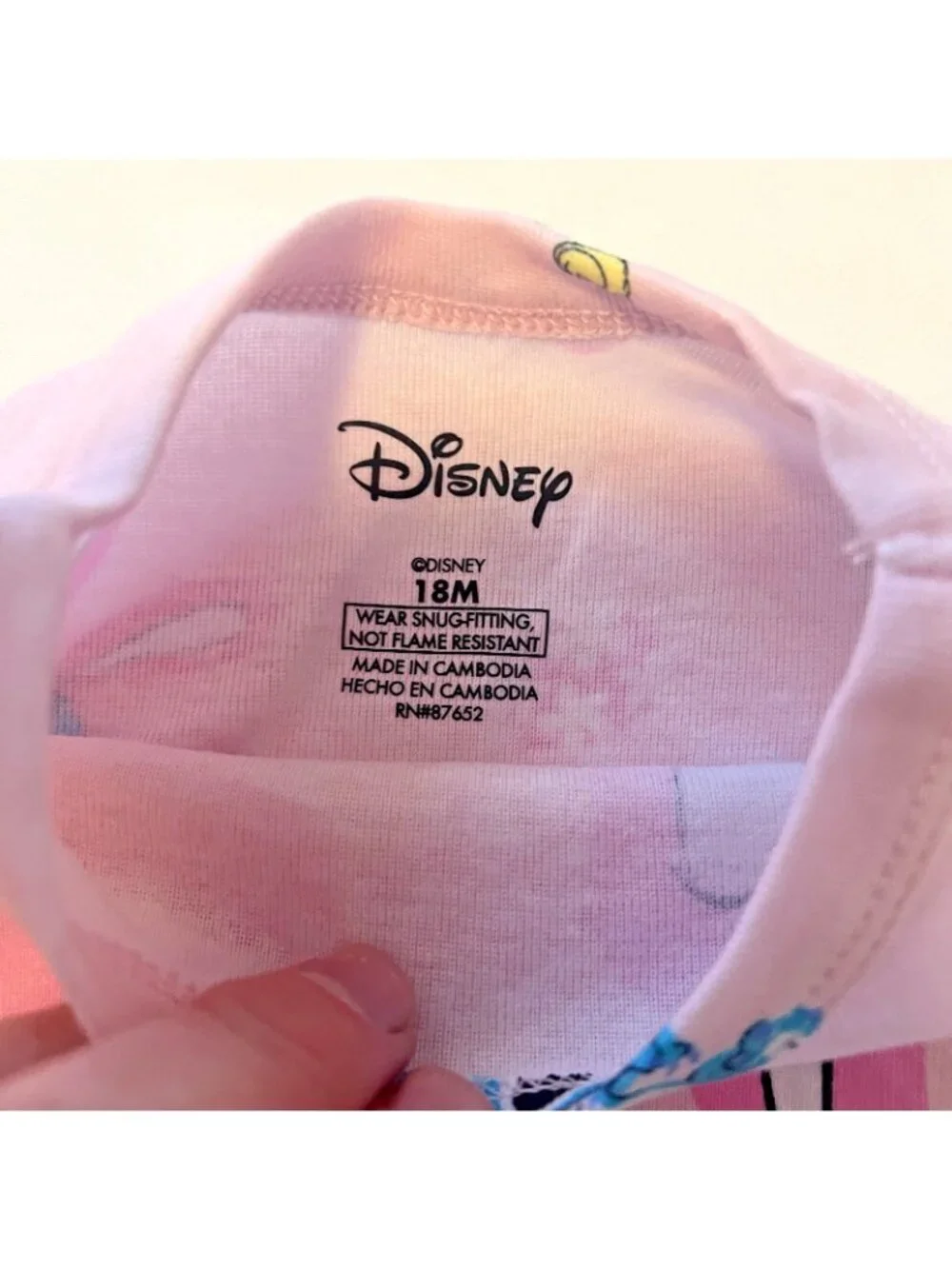Disney Stitch Pink Easter Bunny Kids Pajamas Sz 18M